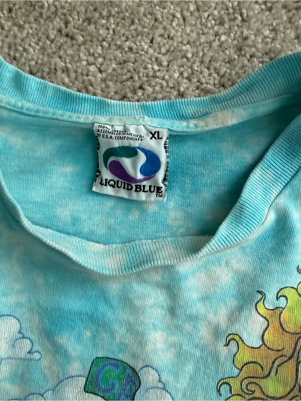 Vintage 1993 Grateful Dead Liquid Blue Songs Fill The Air Tie Dye Tee XL - Picture 2 of 11